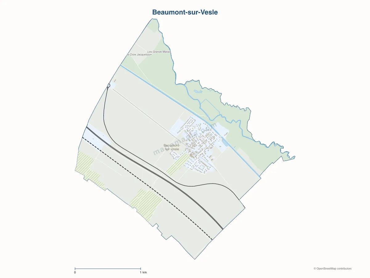Carte de Beaumont-sur-Vesle à personnaliser