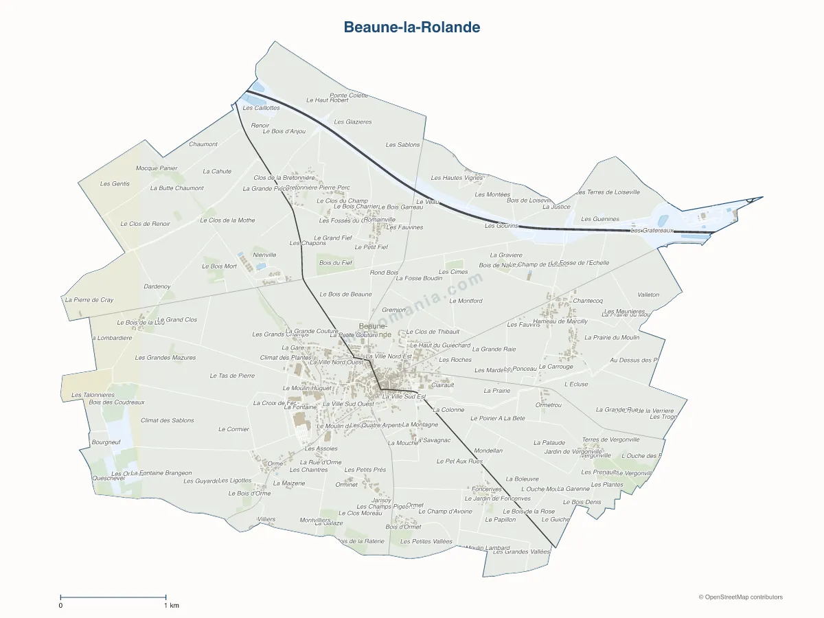 Carte de Beaune-la-Rolande à personnaliser