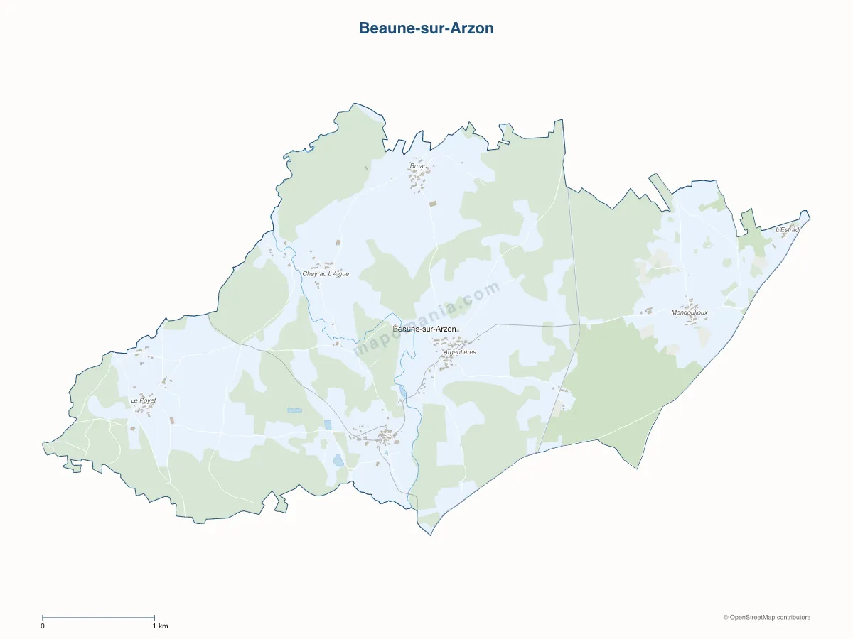 Carte de Beaune-sur-Arzon à personnaliser