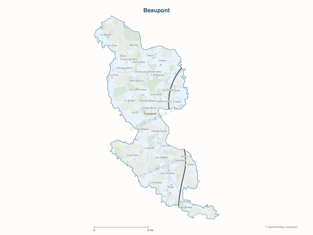 Carte de Beaupont à personnaliser