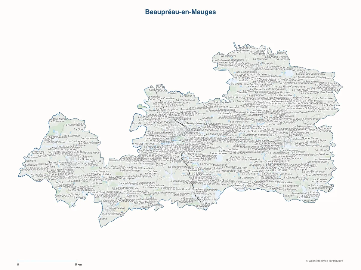 Carte de Beaupréau-en-Mauges à personnaliser
