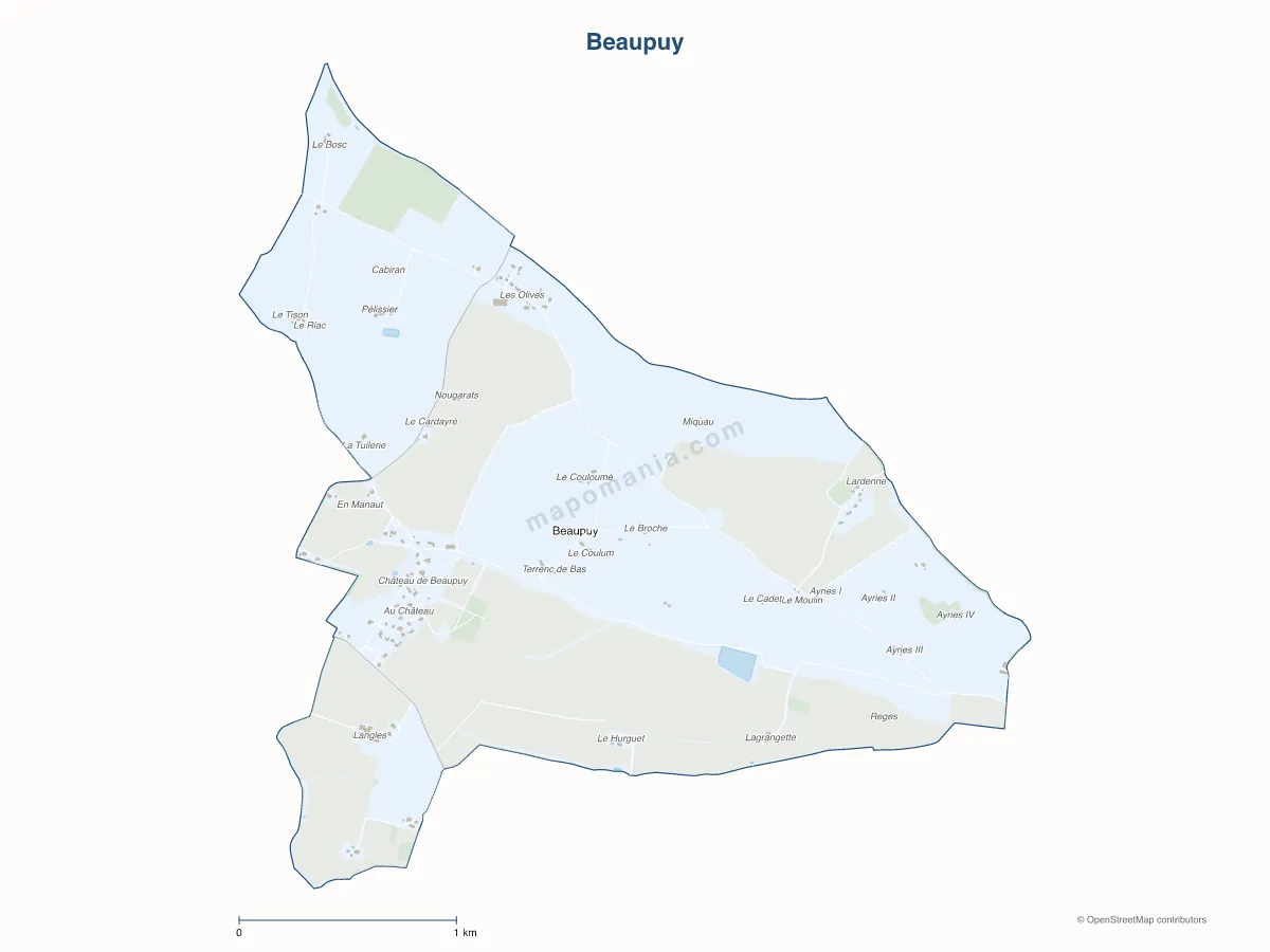 Carte de Beaupuy à personnaliser
