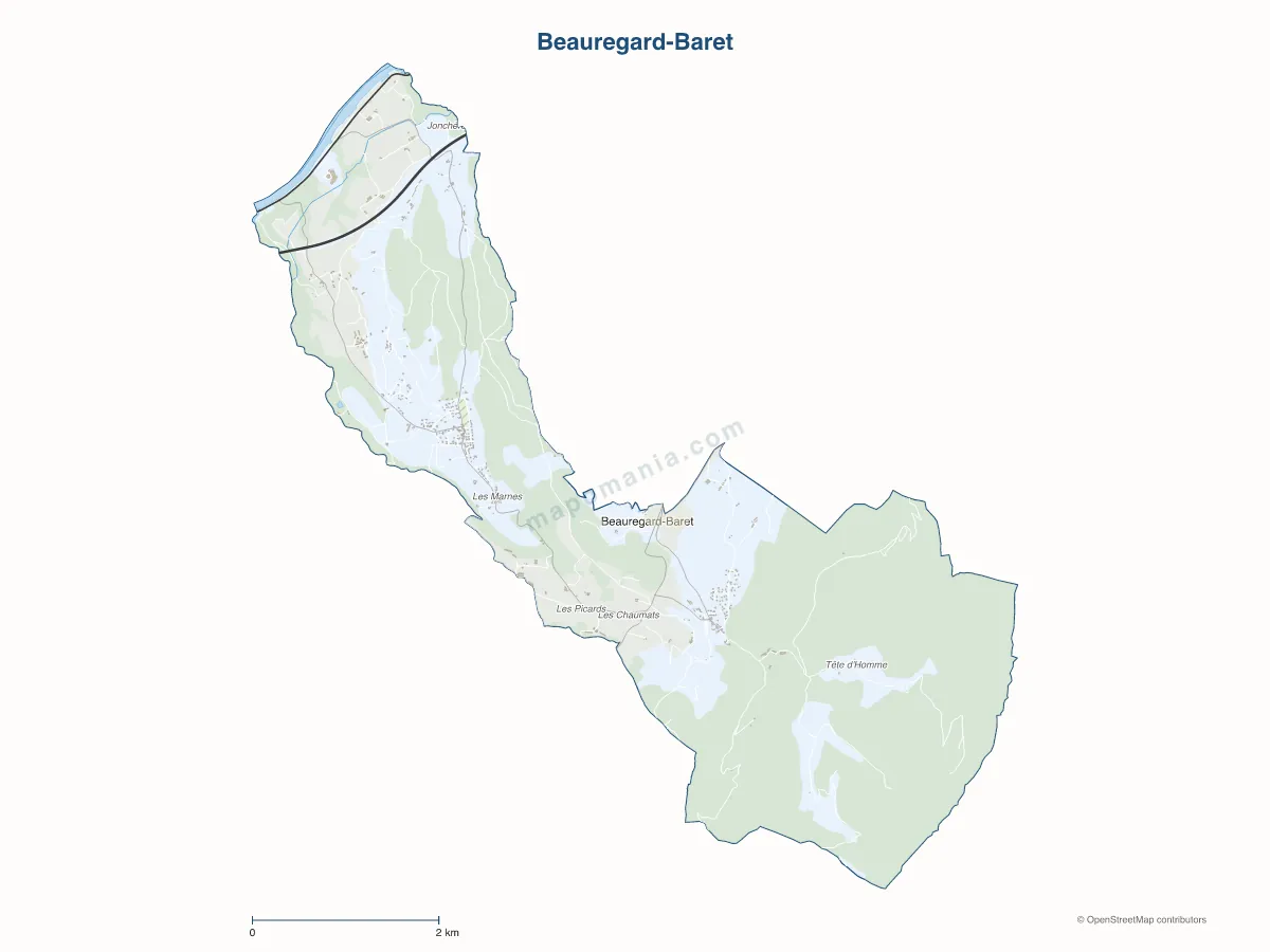 Carte de Beauregard-Baret à personnaliser