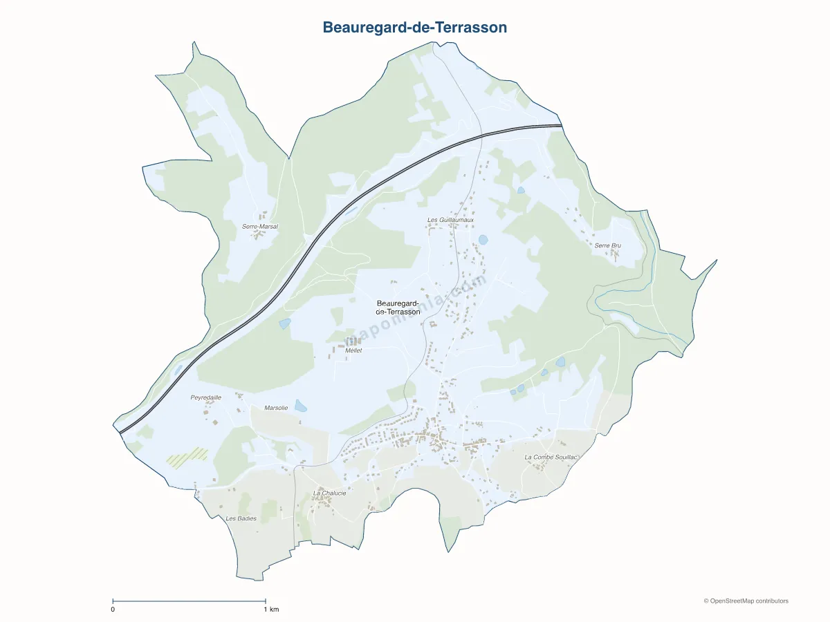 Carte de Beauregard-de-Terrasson à personnaliser