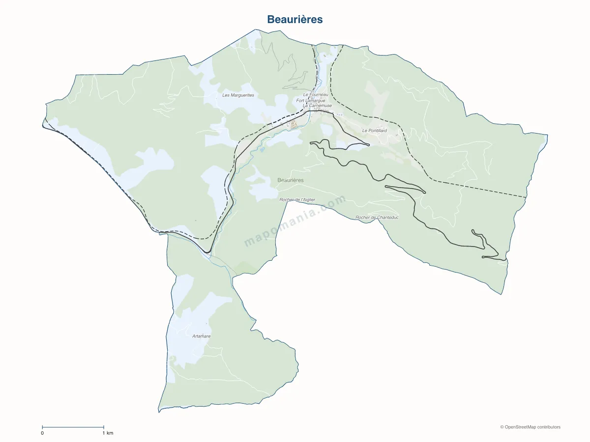 Carte de Beaurières à personnaliser