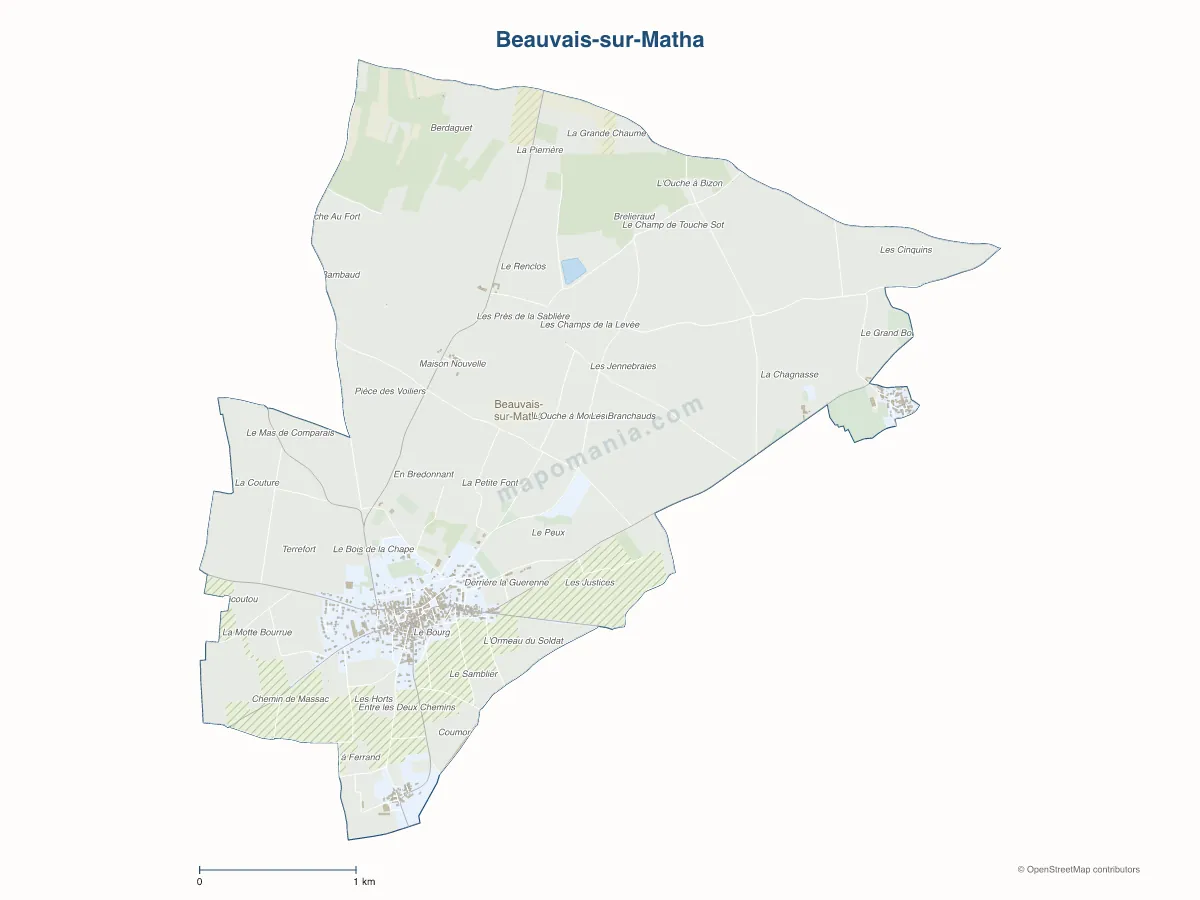 Carte de Beauvais-sur-Matha à personnaliser