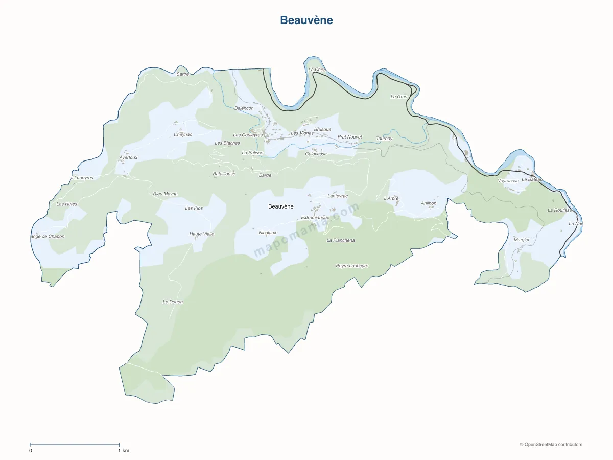 Carte de Beauvène à personnaliser