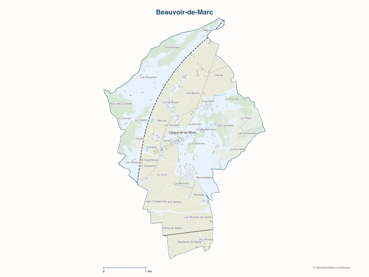 Carte de Beauvoir-de-Marc à personnaliser