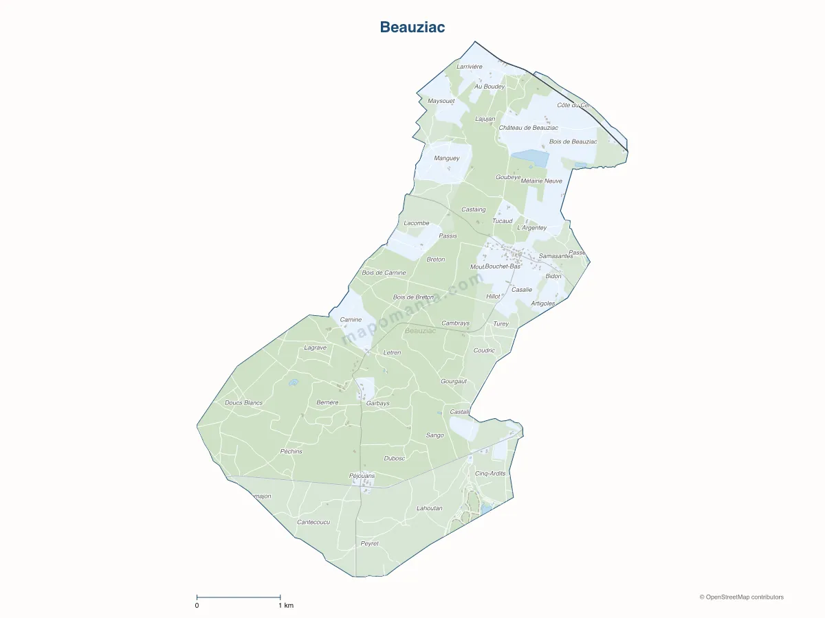 Carte de Beauziac à personnaliser