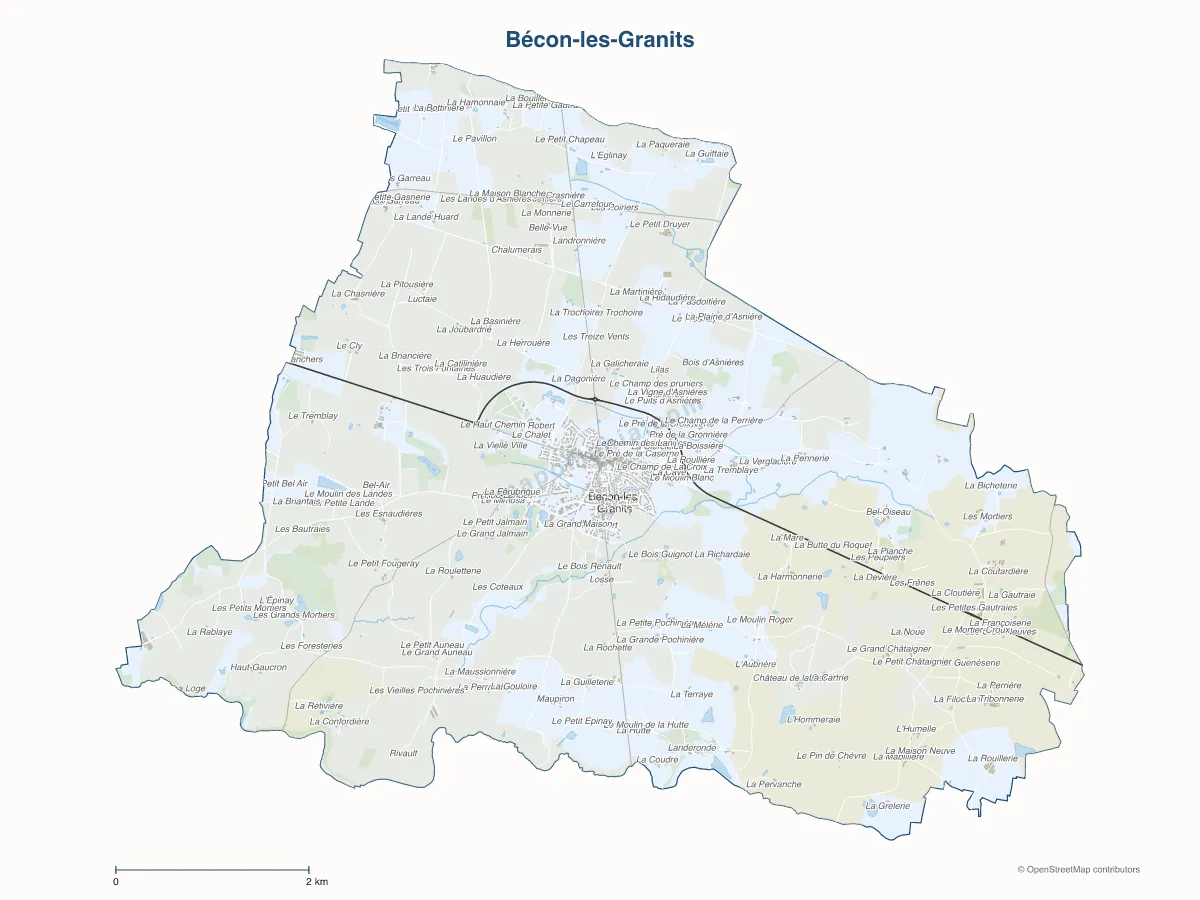 Carte de Bécon-les-Granits à personnaliser