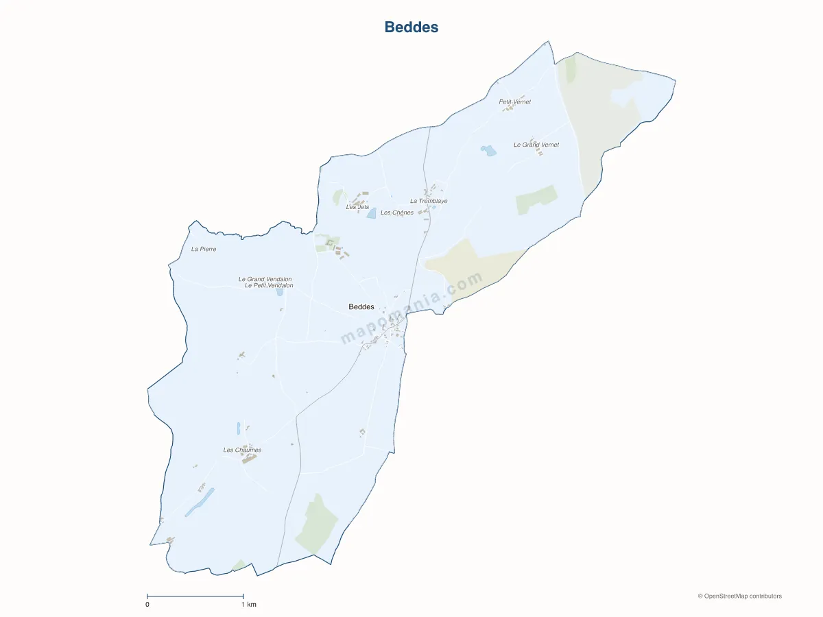 Carte de Beddes à personnaliser