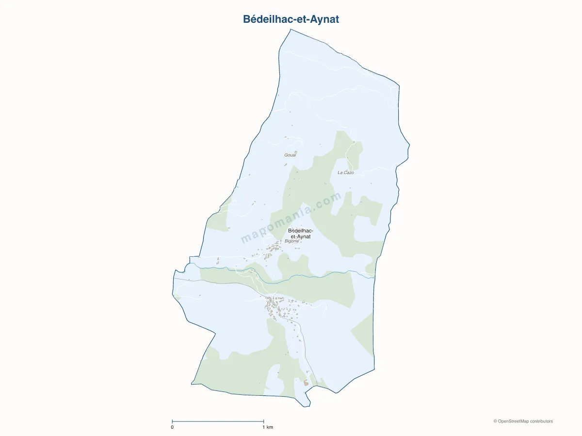 Carte de Bédeilhac-et-Aynat à personnaliser