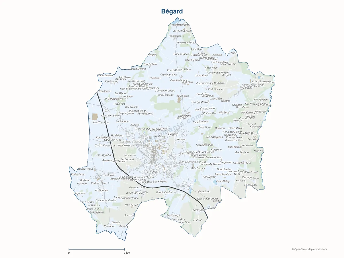 Carte de Bégard à personnaliser