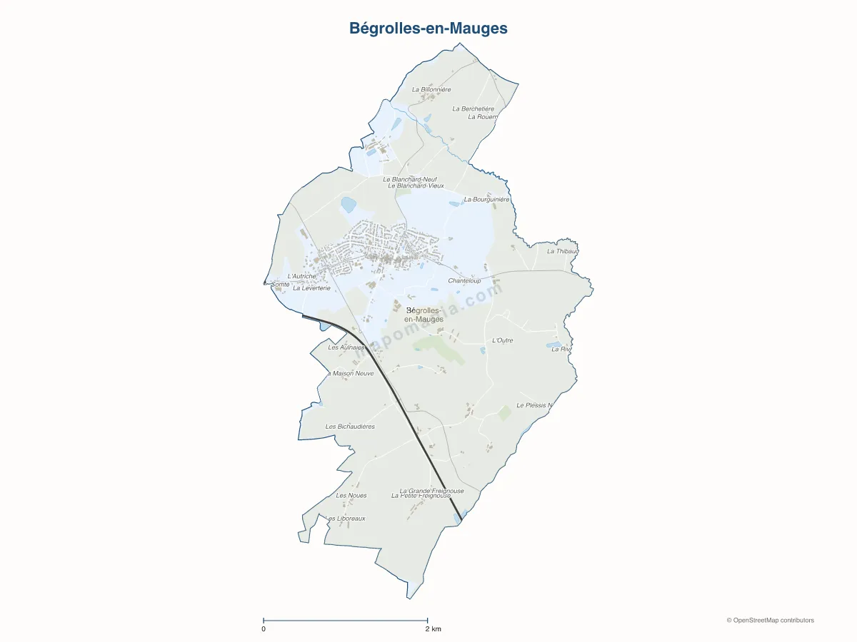 Carte de Bégrolles-en-Mauges à personnaliser