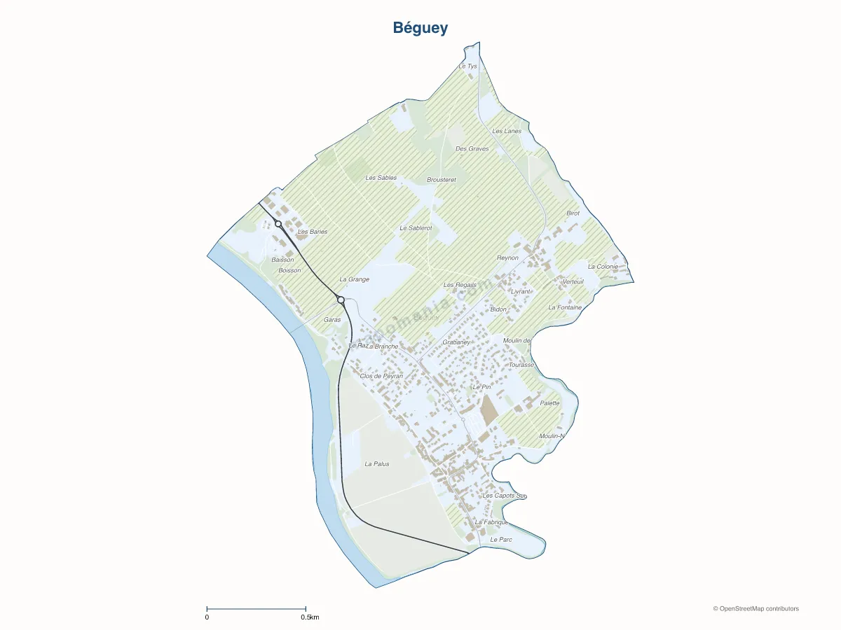 Carte de Béguey à personnaliser