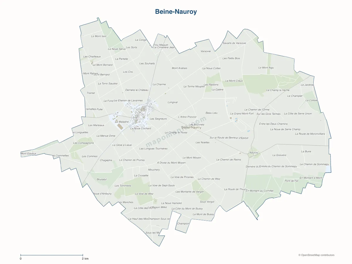 Carte de Beine-Nauroy à personnaliser