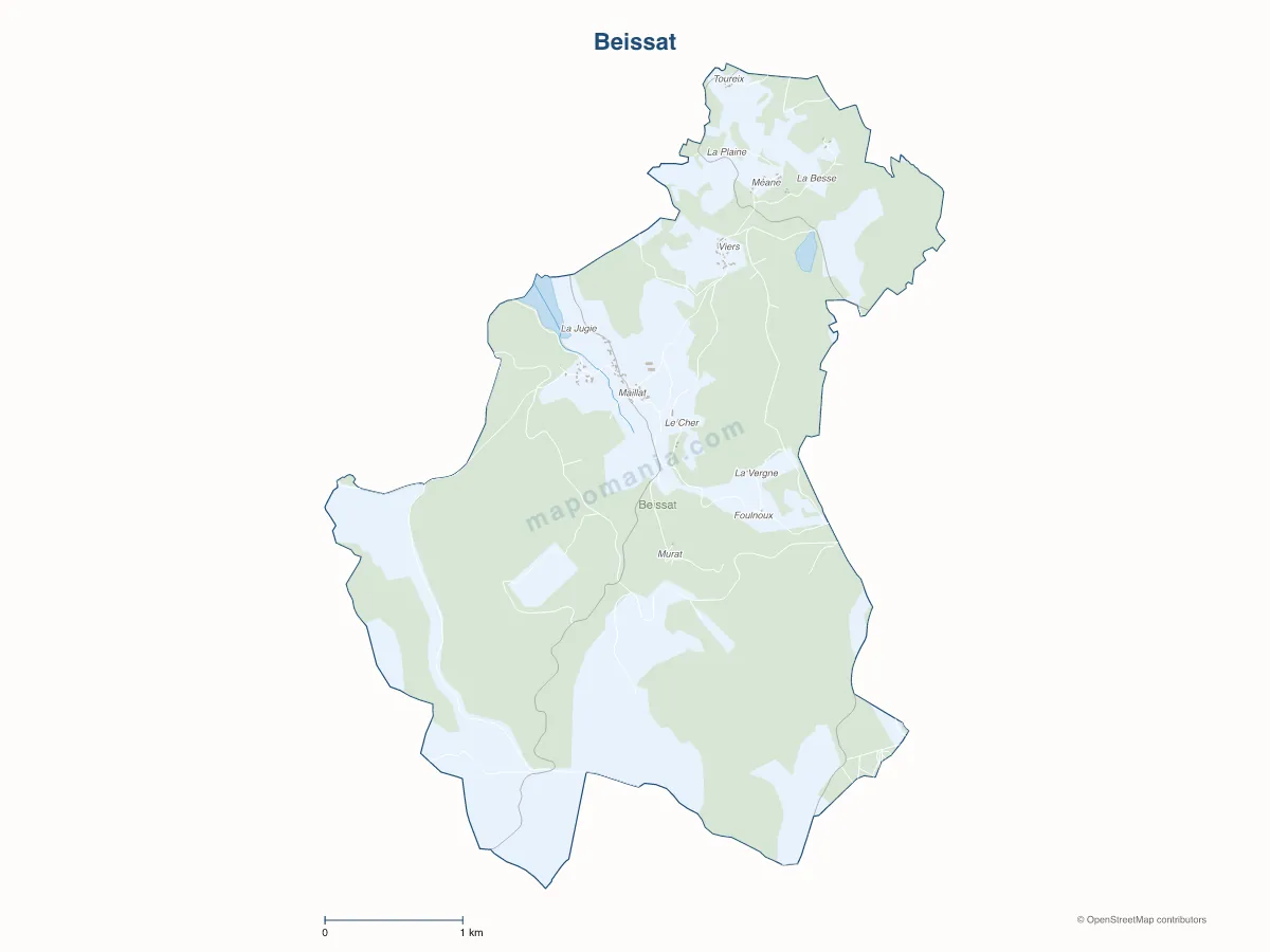 Carte de Beissat à personnaliser