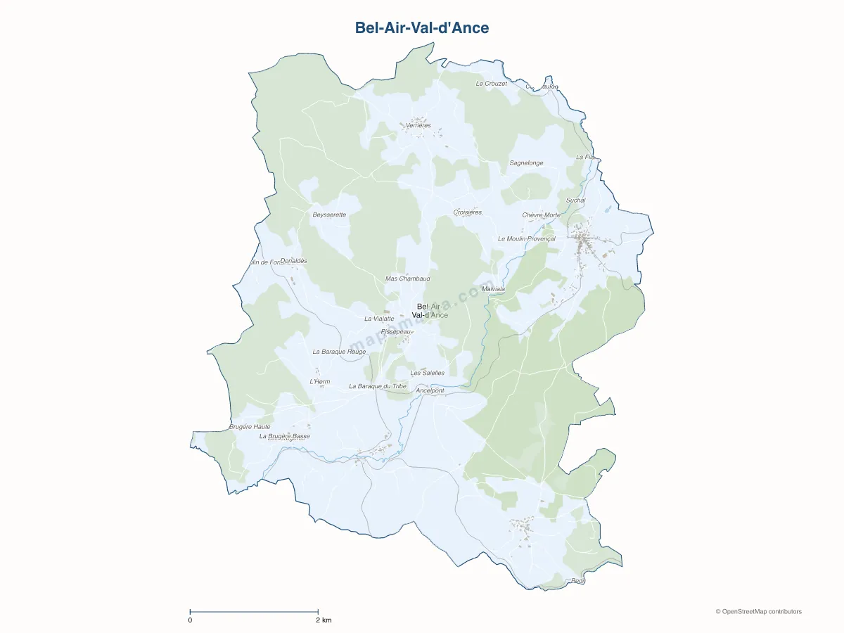 Carte de Bel-Air-Val-d'Ance à personnaliser