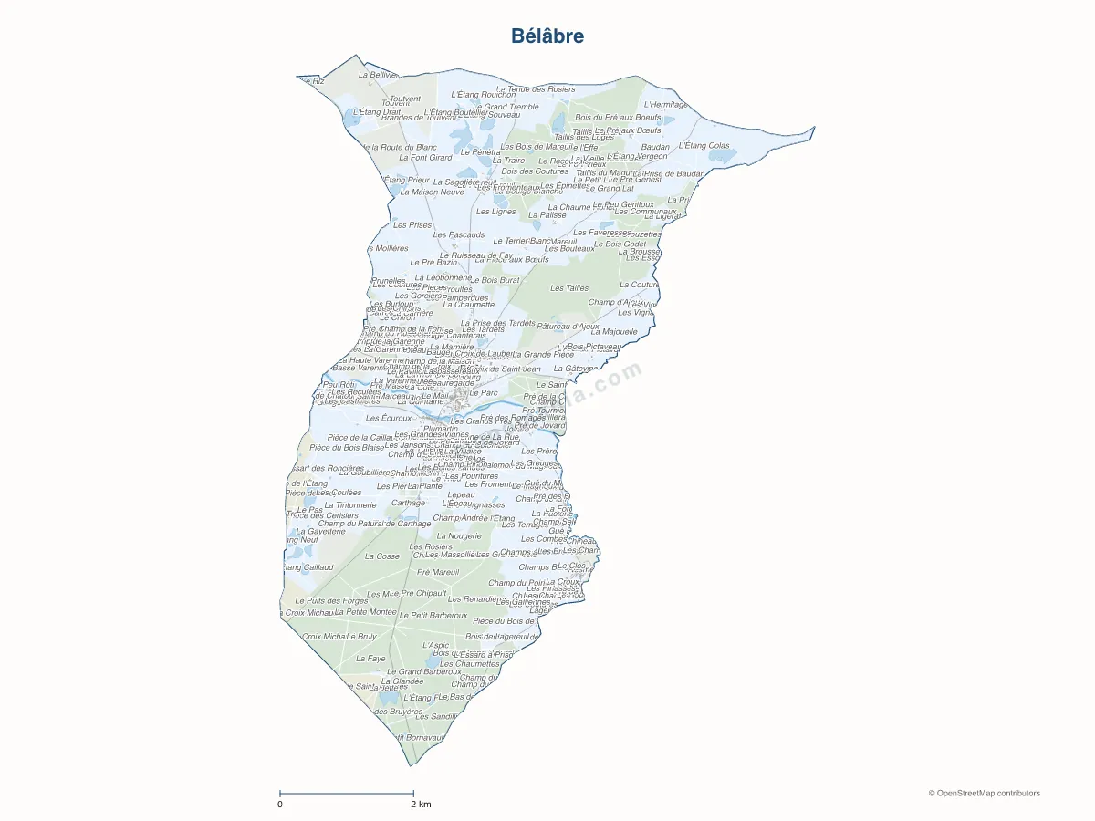 Carte de Bélâbre à personnaliser