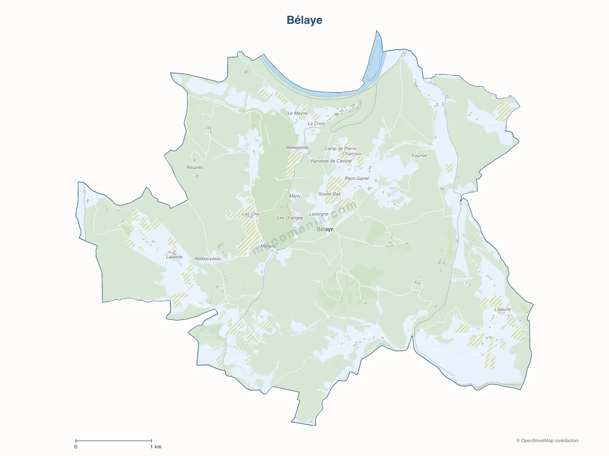 Carte de Bélaye à personnaliser