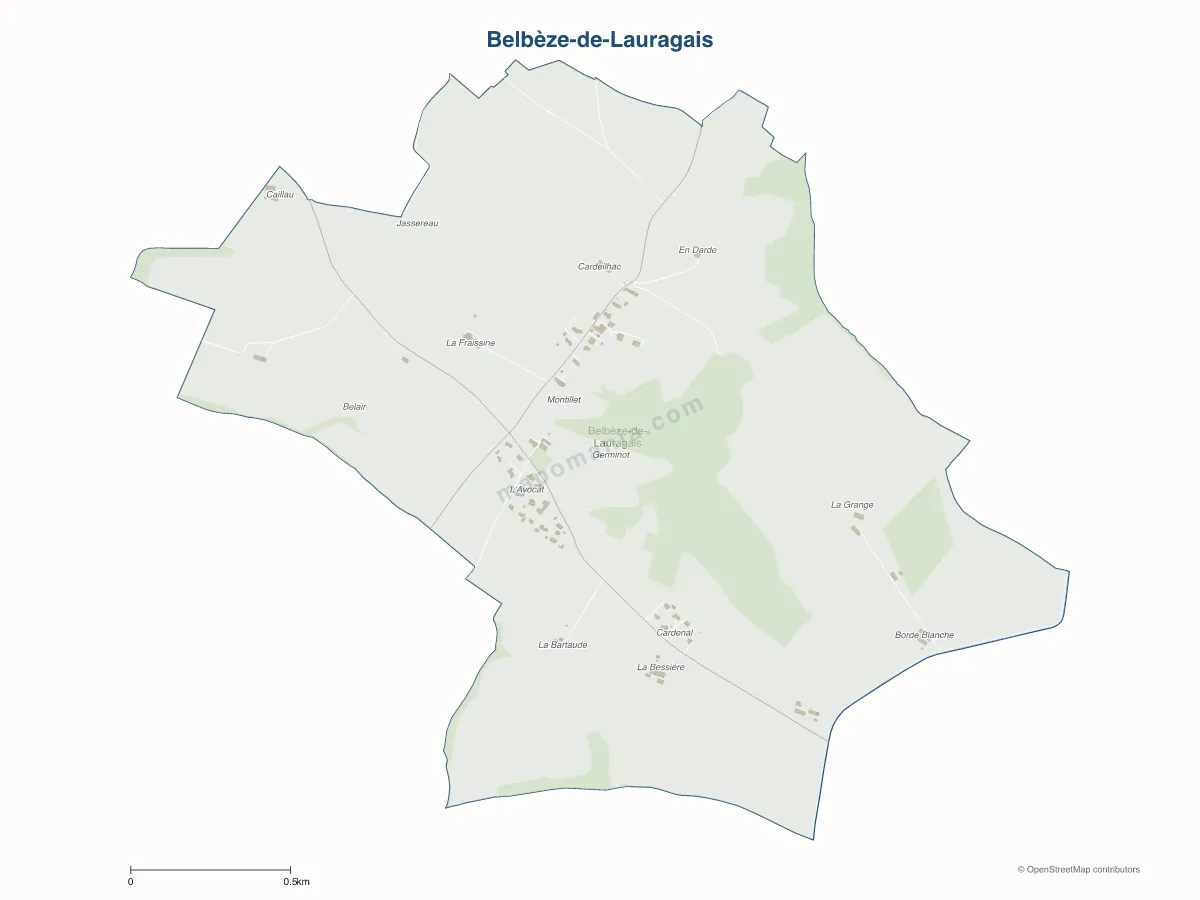 Carte de Belbèze-de-Lauragais à personnaliser