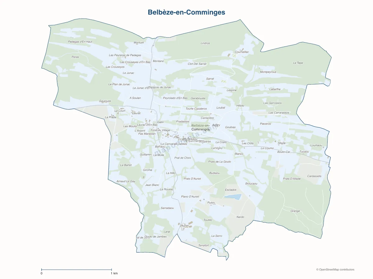 Carte de Belbèze-en-Comminges à personnaliser