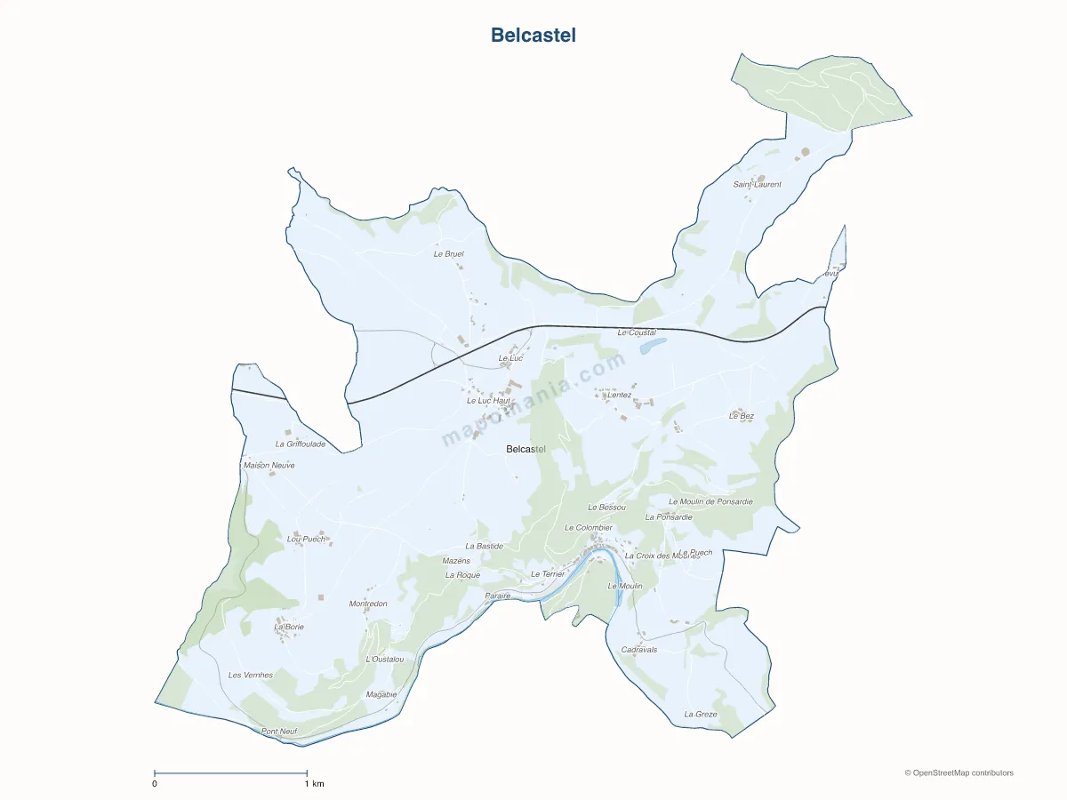 Carte de Belcastel à personnaliser