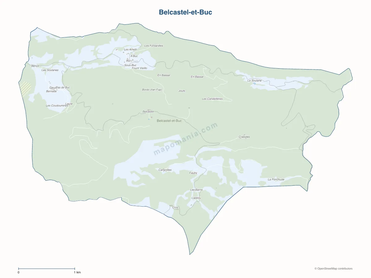 Carte de Belcastel-et-Buc à personnaliser
