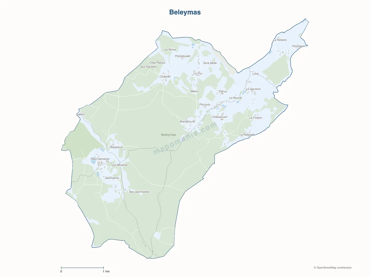 Carte de Beleymas à personnaliser