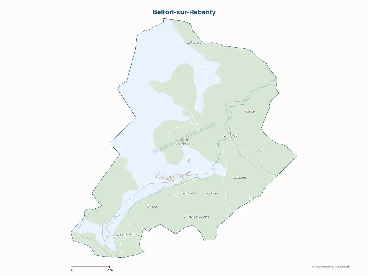 Carte de Belfort-sur-Rebenty à personnaliser