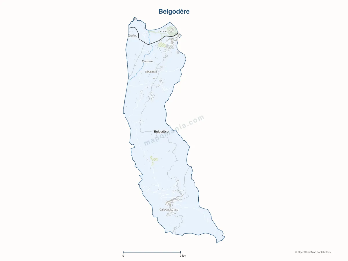 Carte de Belgodère à personnaliser