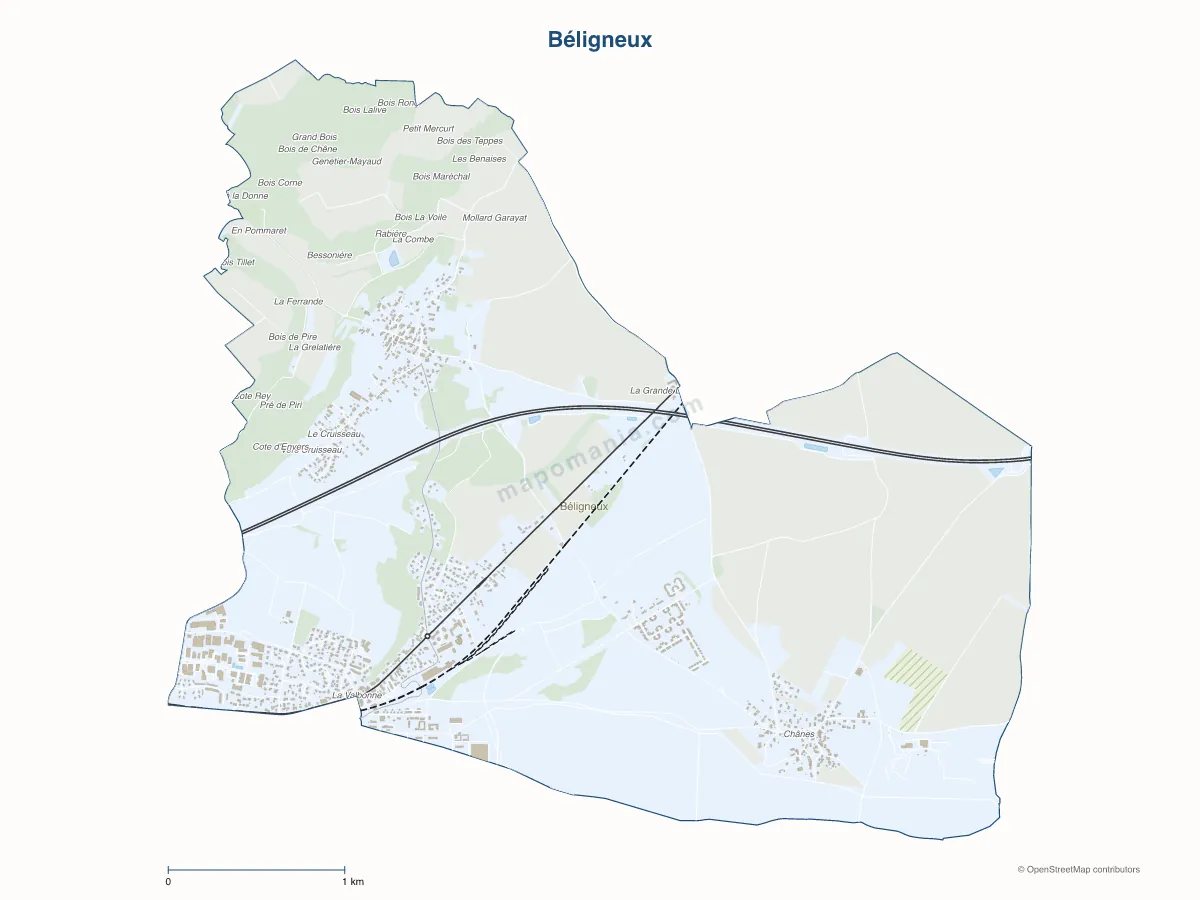 Carte de Béligneux à personnaliser
