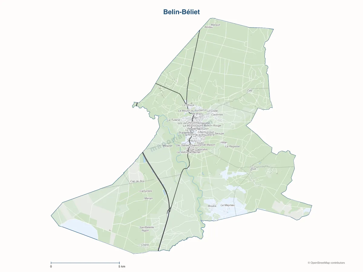 Carte de Belin-Béliet à personnaliser