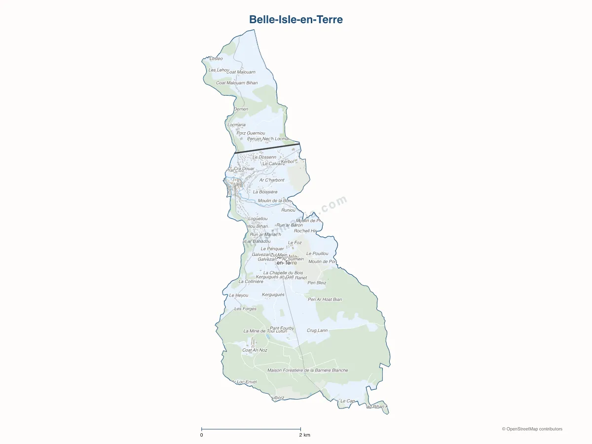 Carte de Belle-Isle-en-Terre à personnaliser