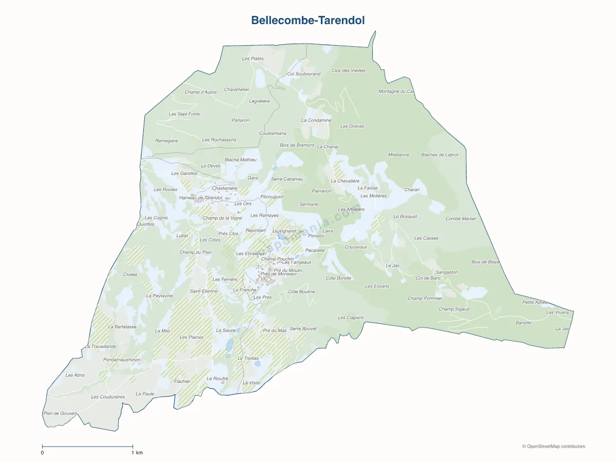 Carte de Bellecombe-Tarendol à personnaliser