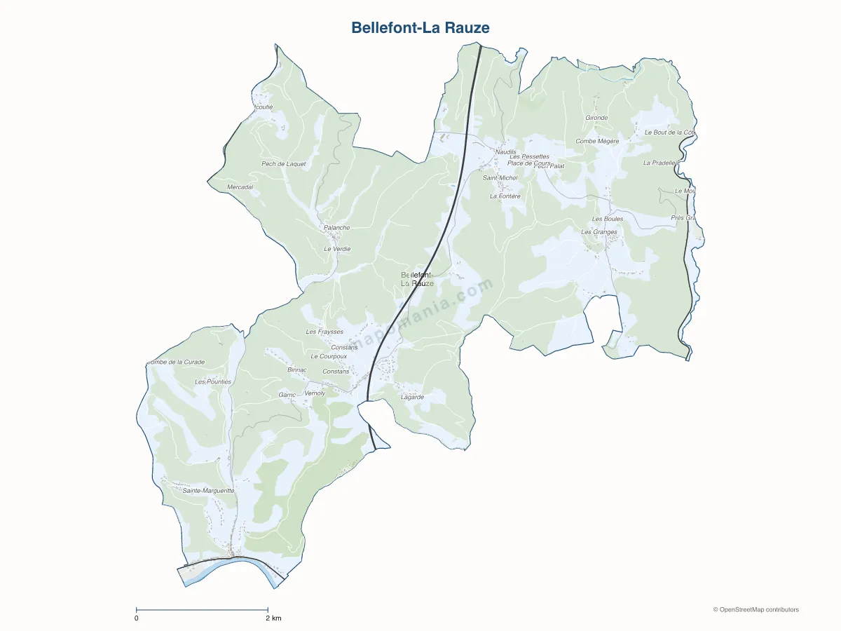 Carte de Bellefont-La Rauze à personnaliser