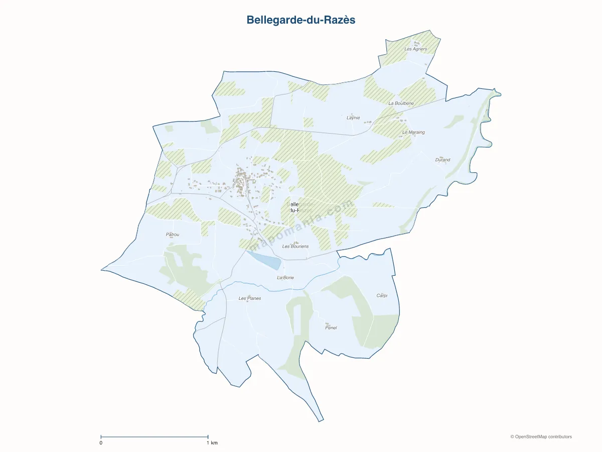 Carte de Bellegarde-du-Razès à personnaliser