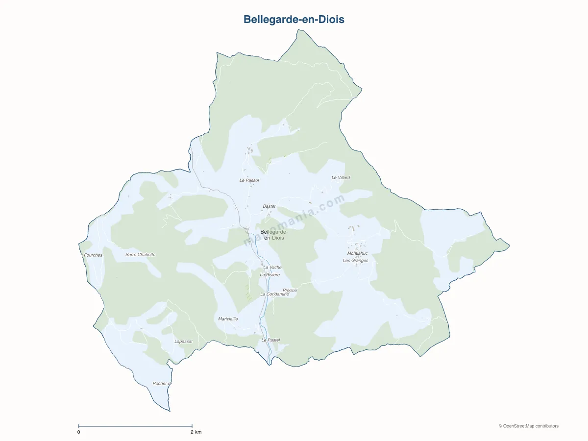 Carte de Bellegarde-en-Diois à personnaliser