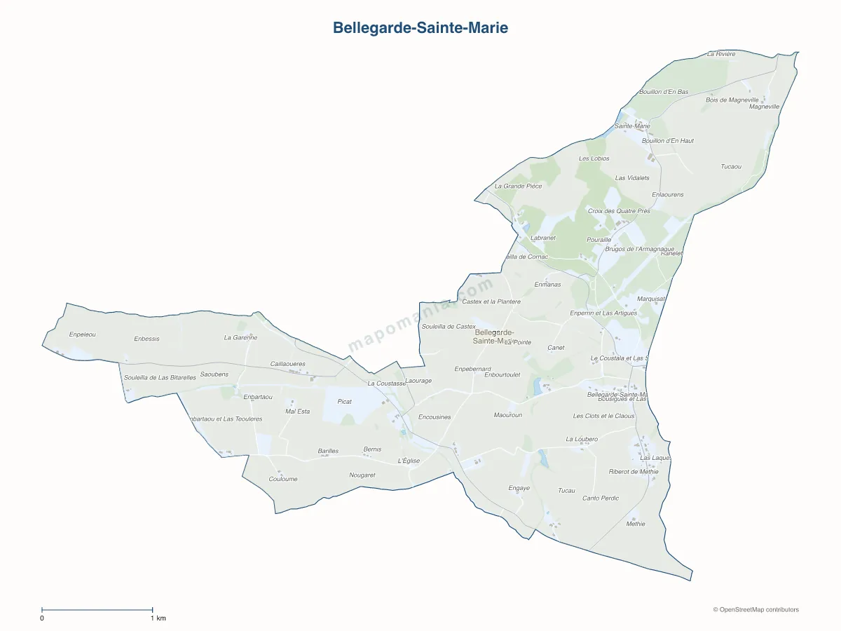 Carte de Bellegarde-Sainte-Marie à personnaliser