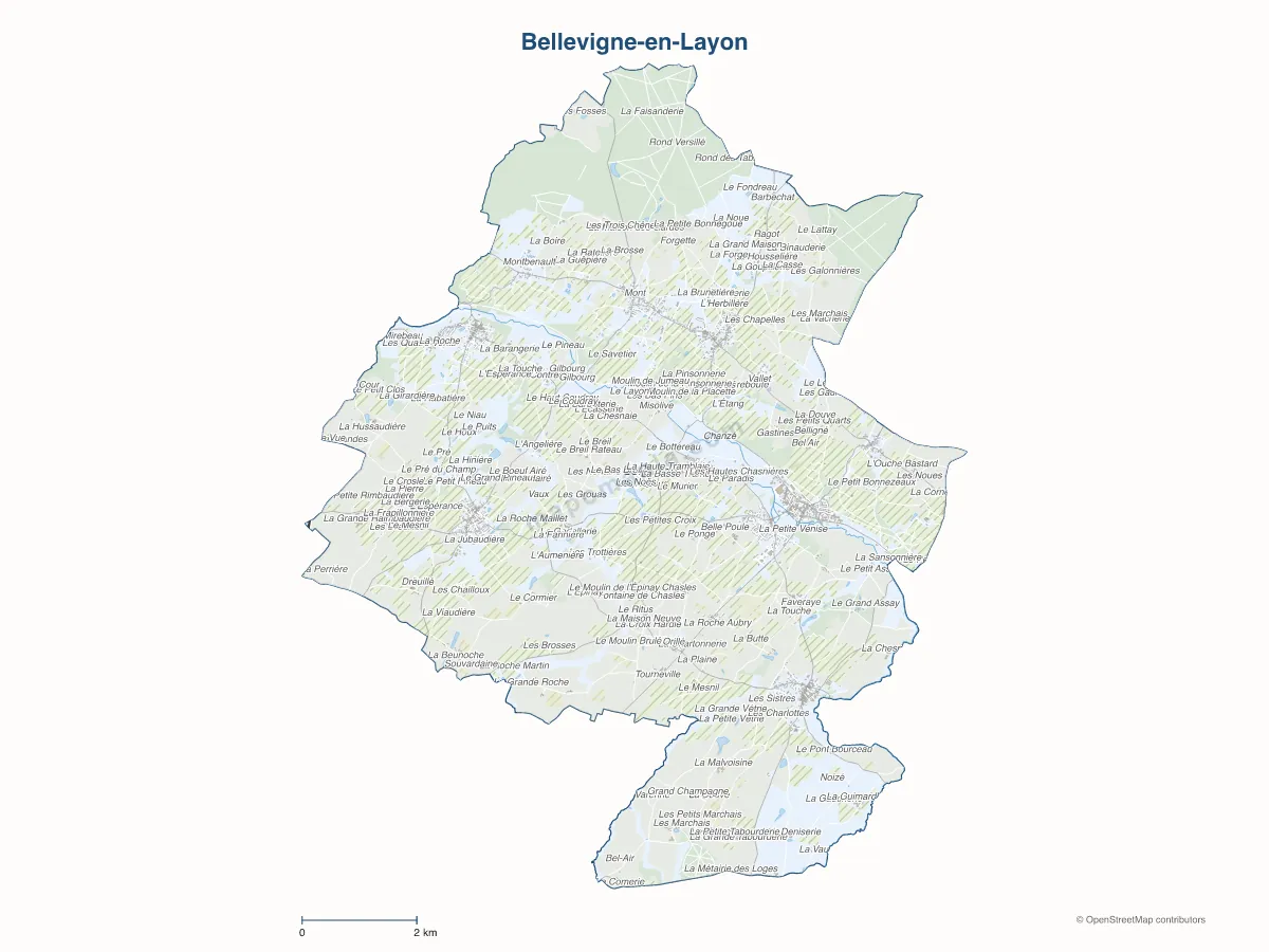 Carte de Bellevigne-en-Layon à personnaliser