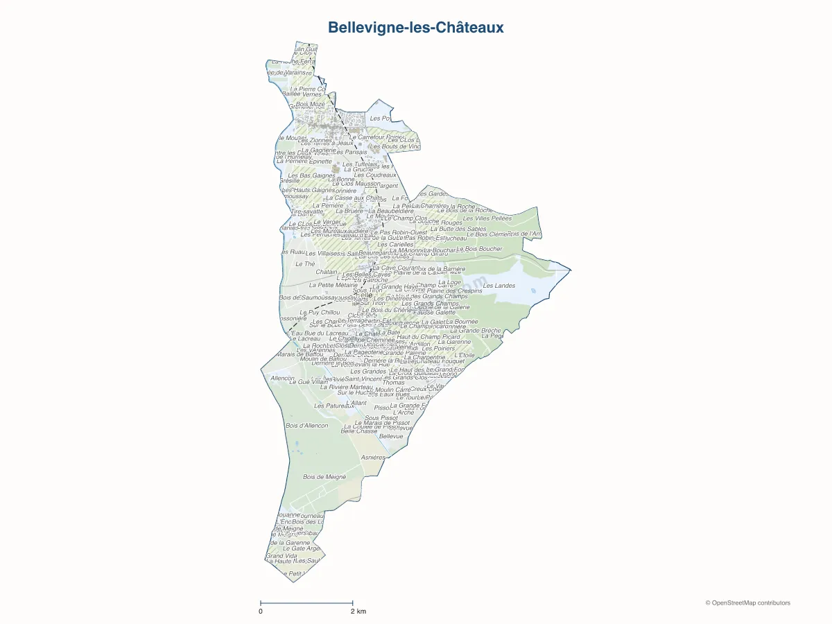 Carte de Bellevigne-les-Châteaux à personnaliser