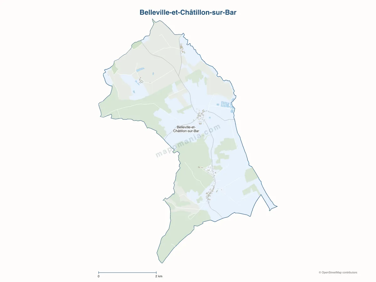 Carte de Belleville-et-Châtillon-sur-Bar à personnaliser