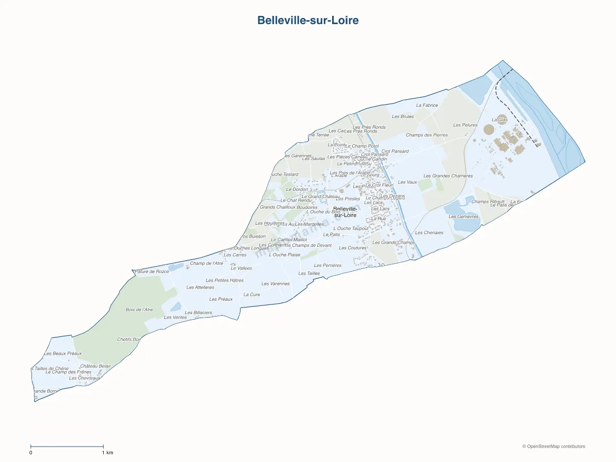Carte de Belleville-sur-Loire à personnaliser