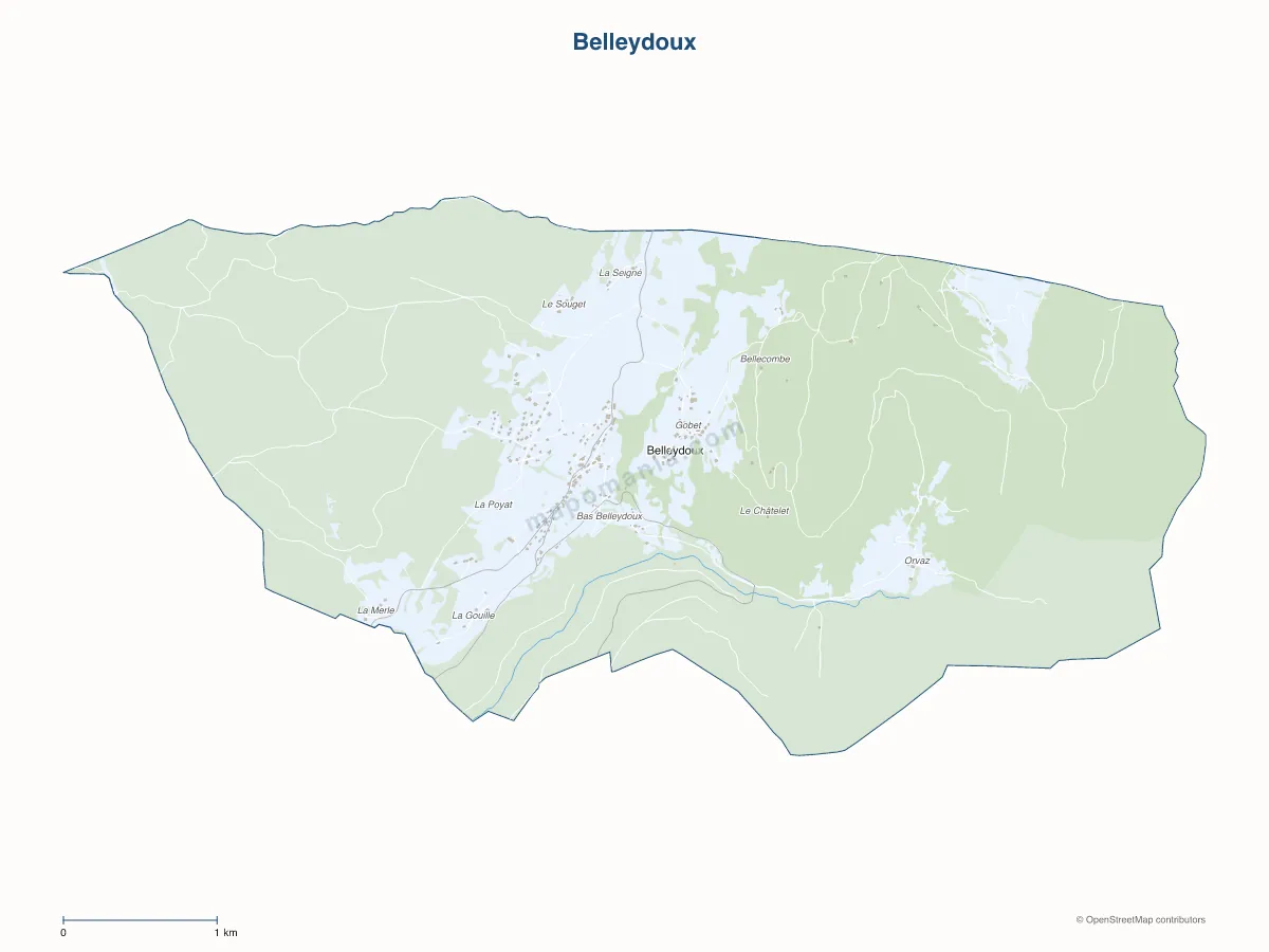 Carte de Belleydoux à personnaliser
