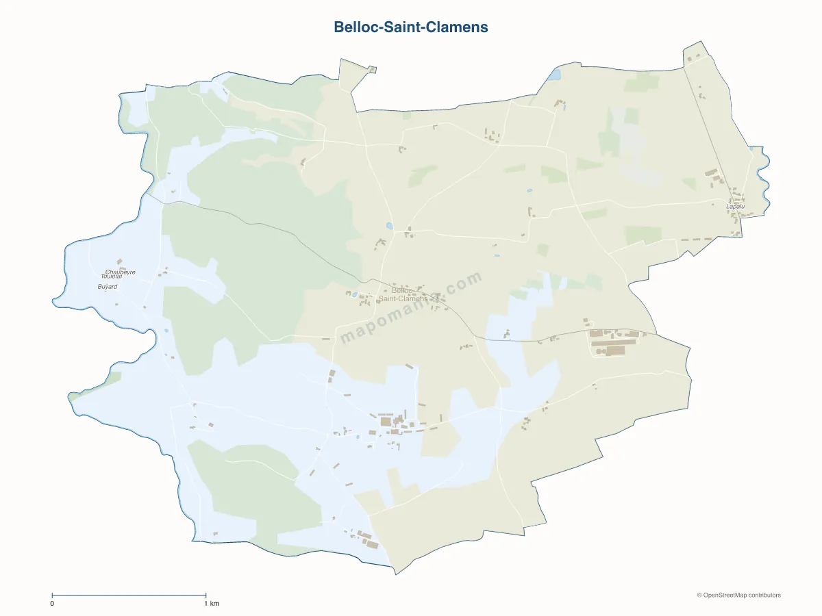 Carte de Belloc-Saint-Clamens à personnaliser