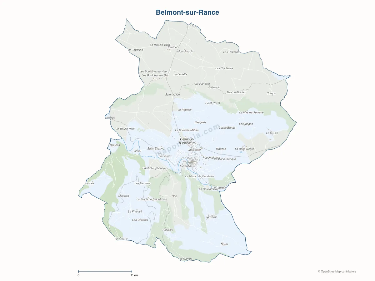 Carte de Belmont-sur-Rance à personnaliser