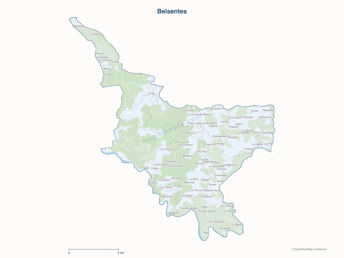 Carte de Belsentes à personnaliser