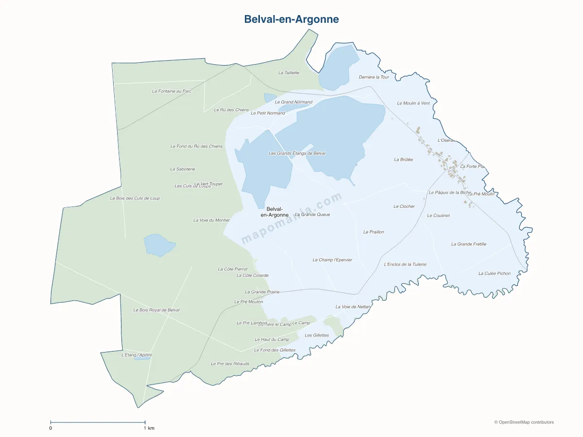 Carte de Belval-en-Argonne à personnaliser