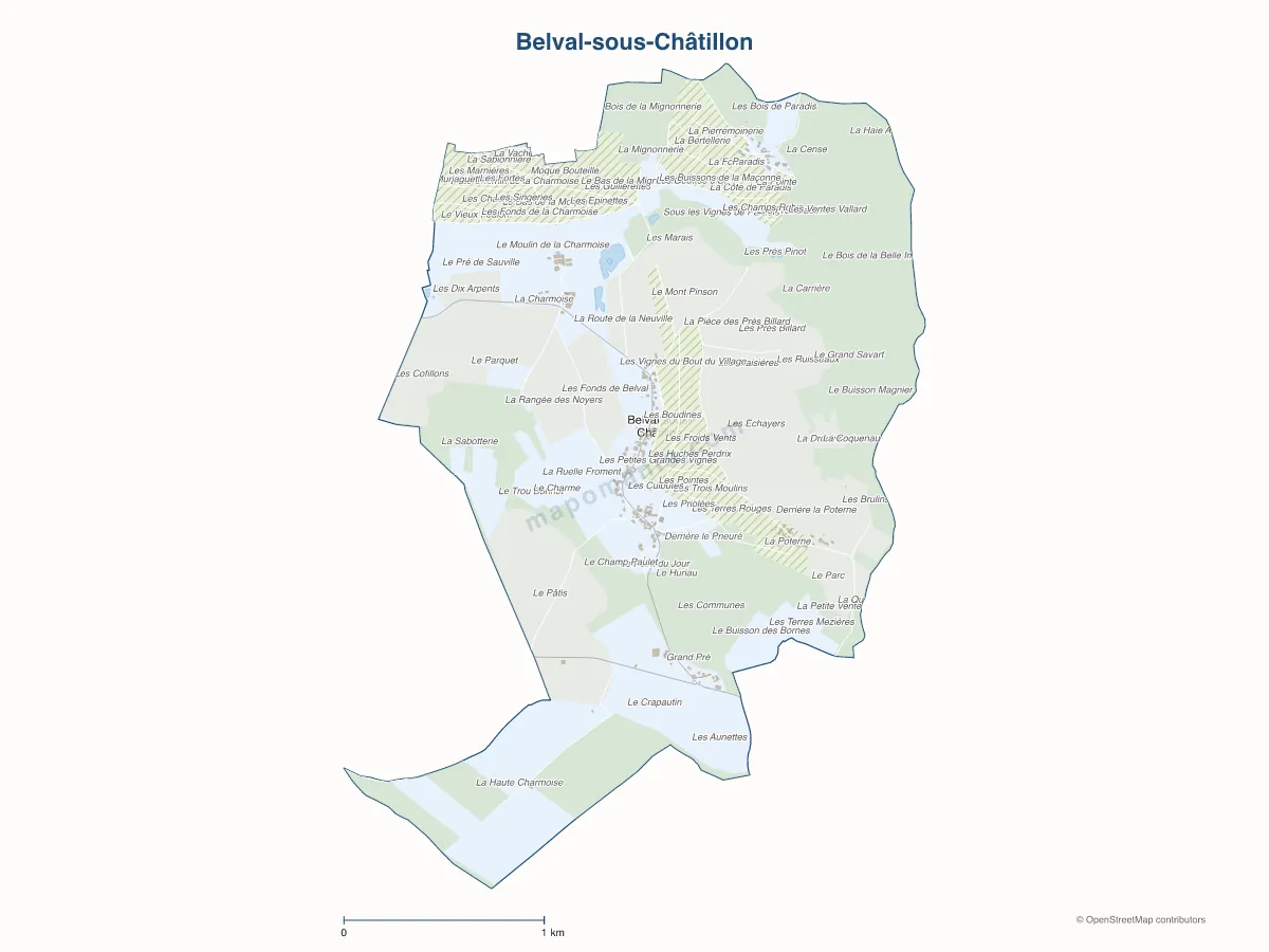 Carte de Belval-sous-Châtillon à personnaliser