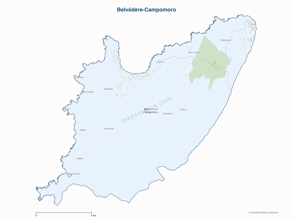 Carte de Belvédère-Campomoro à personnaliser